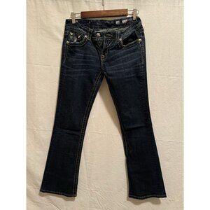 Miss Me Dark Indigo Bootcut Jeans with Decorative Pocket Hardware